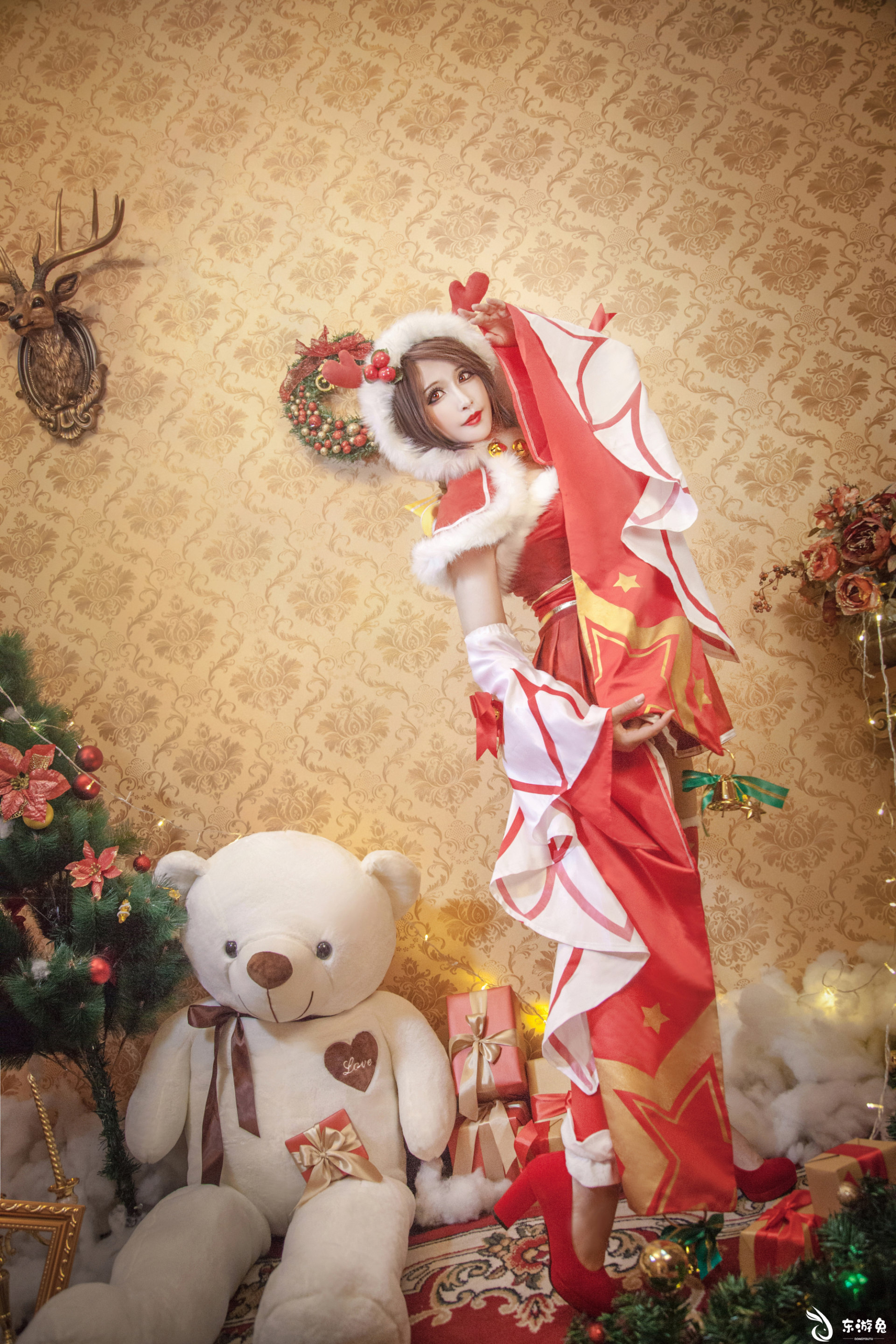 Cosplay貂蝉恋歌,cosplay貂蝉圣诞恋歌 王者荣耀貂蝉圣诞恋歌皮肤cosplay