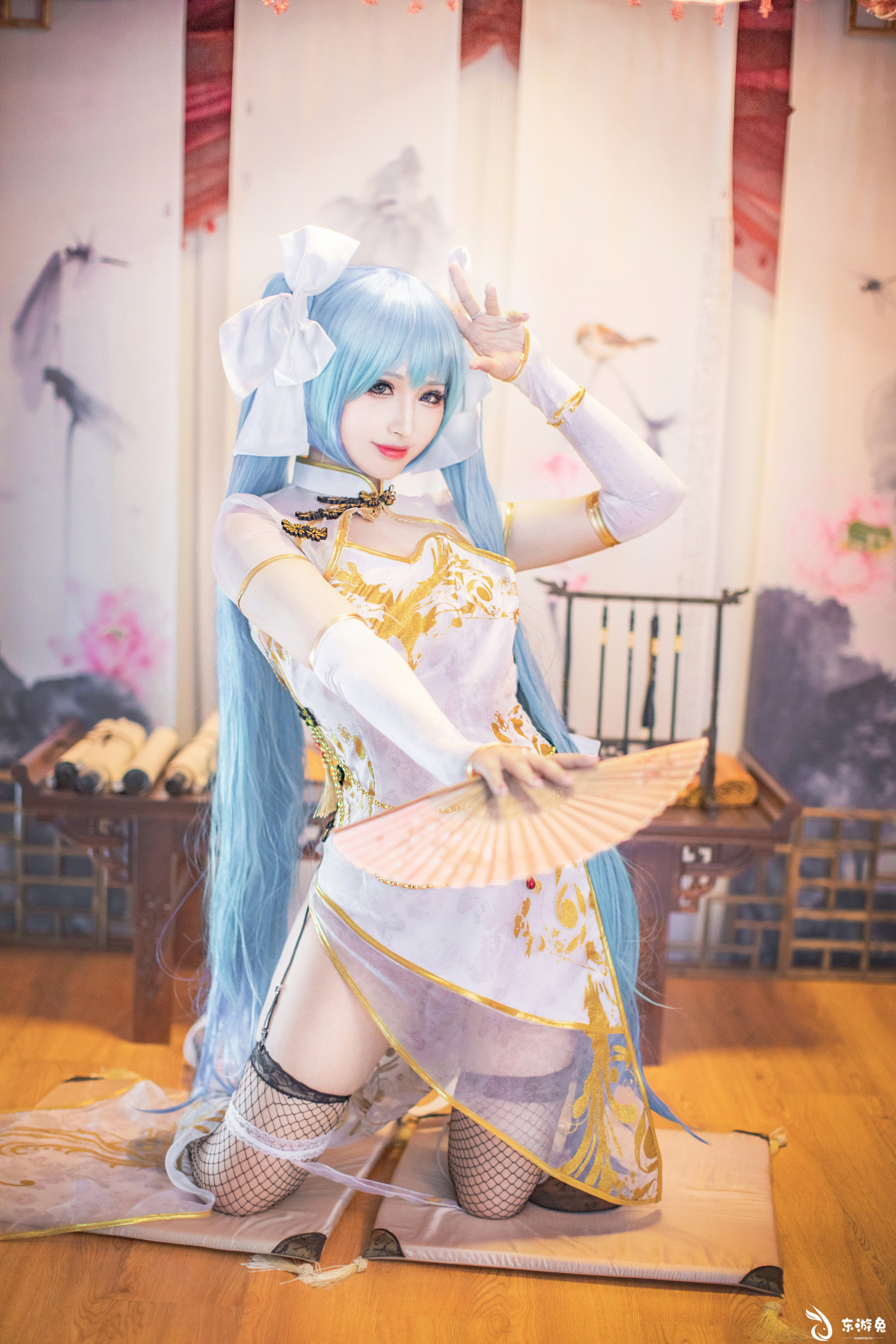 初音未来金丝雀旗袍cos