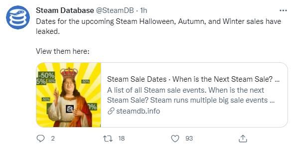SteamDB已将后续特卖透露  万圣节、秋、冬季准确时间
