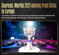 《英雄联盟》S11 全球总决赛可能将临时改在欧洲举办