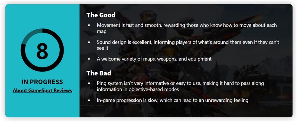 《光环：无限》多人模式IGN评分9分  期望极高符合预期