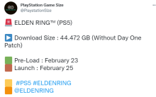 《艾尔登法环》PS5版容量曝光 不含首日补丁约44.5G
