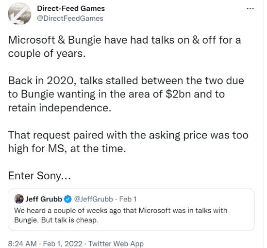 Bungie曾与微软谈判  要价20亿美元没谈拢