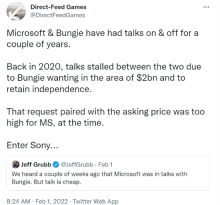 Bungie曾与微软谈判要价20亿美元没谈拢