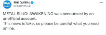 SNK辟谣《合金弹头：觉醒》登陆PS4和PS5是假消息
