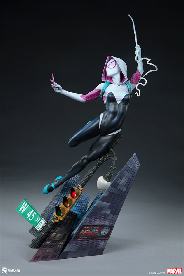 潮趣：《漫威漫画》蜘蛛格温雕像 官方独家包含真人替换面雕