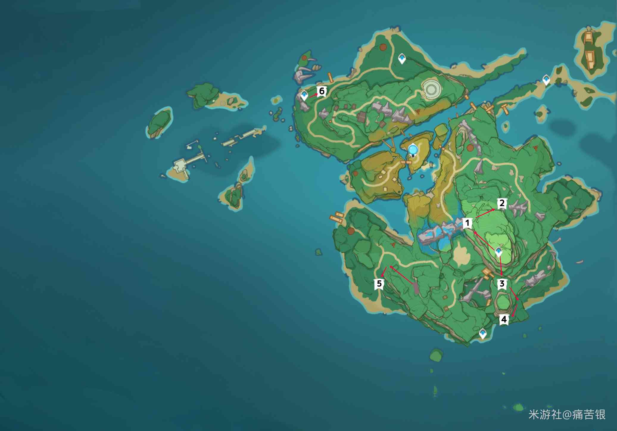 《原神》八酝岛限时挑战位置分布图