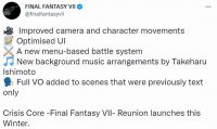 《最终幻想7：核心危机 重聚》新细节公布 战斗系统改变..