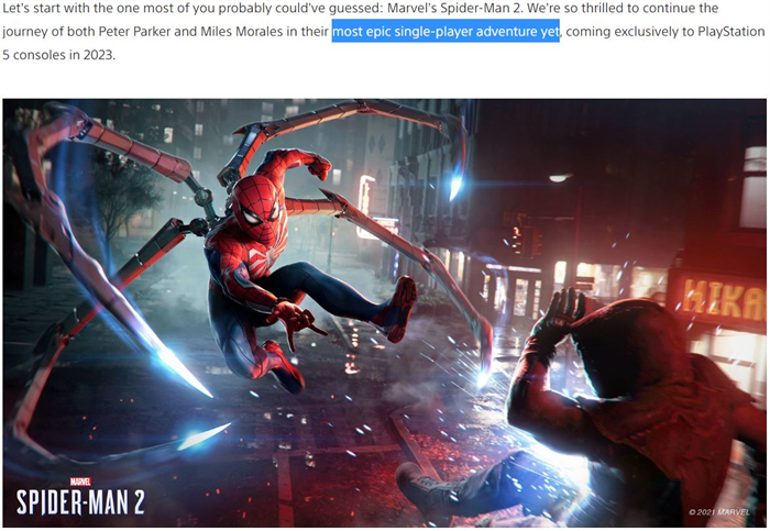 开发商Insomniac确定《漫威蜘蛛侠2》不是合作游戏